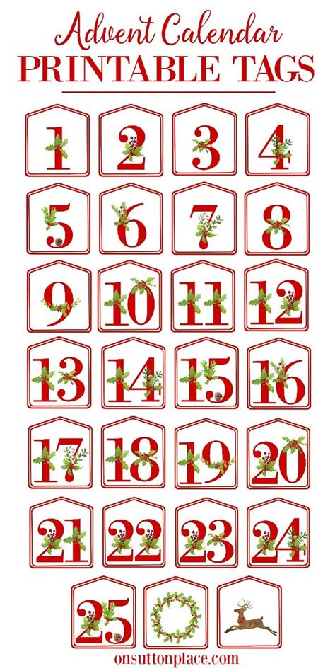 Christmas Countdown Numbers Printable