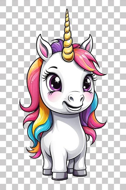 Premium Psd Cute Cartoon Unicorn Isolated On Transparent Background