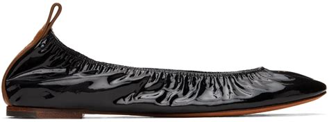 Black 'The Ballerina Flat' Patent Leather Ballerina Flats by Lanvin on Sale