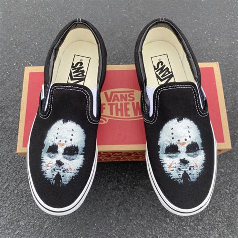 Friday The 13th Jason Custom Vans Slip On Sneakers Slip On Shoes