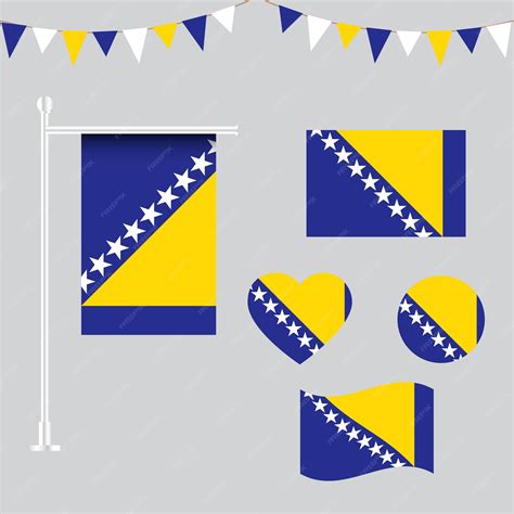 Premium Vector | Collection of bosnia emblems and icons in different shapes