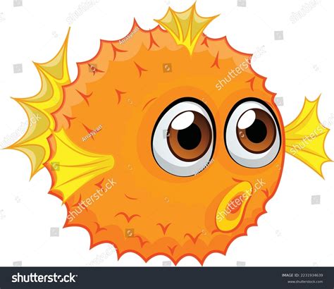 Cute Orange Puffer Fish Vector Stock Vector Royalty Free