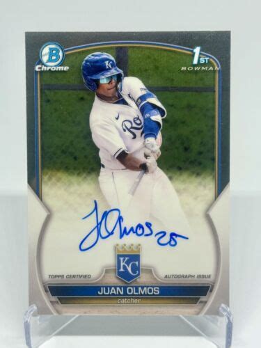 JUAN OLMOS 2023 BOWMAN CHROME PROSPECT AUTOGRAPHS RC AUTO KANSAS CITY