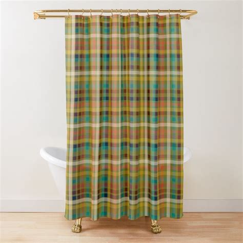 Retro Modern Plaid Pattern In Midcentury Mod Mustard Olive Orange