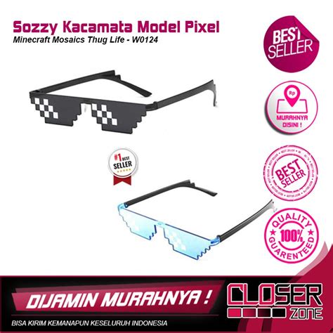 Jual Sozzy Kacamata Model Pixel Minecraft Mosaics Thug Life W