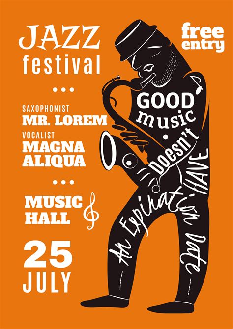 Jazz Music Festival Lettering Silhouette Poster 474486 Vector Art At