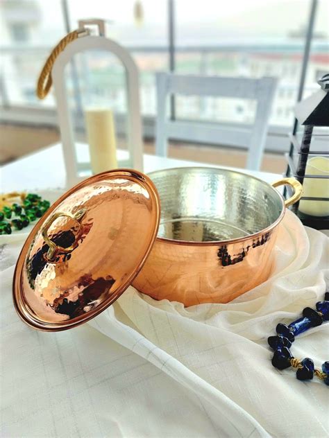 Copper Cooking Pot Set Handmade Pure Copper Casserole Pot With Lid