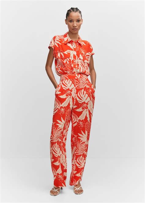 Flowy Printed Pants Women Mango Usa