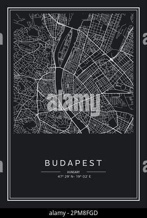 Mapa Imprimible En Blanco Y Negro De La Ciudad De Budapest Dise O De