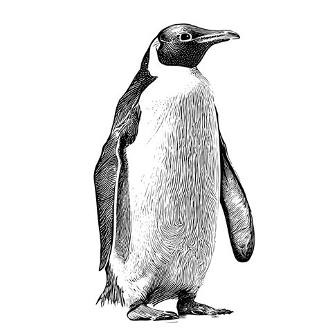 premium vector  black  white drawing   penguin   black