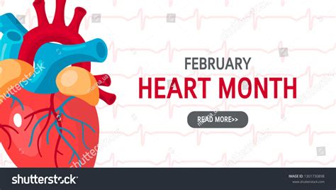 National Heart Month Concept Horizontal Design Stock Vector Royalty