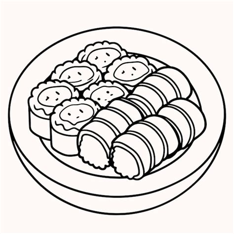 Premium Vector Japanese Sushi Roll Set In Hand Drawn Doodle Style Vector