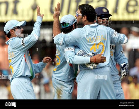 Yuvraj Singh MS Dhoni And Team Mates Celebrate India Versus England