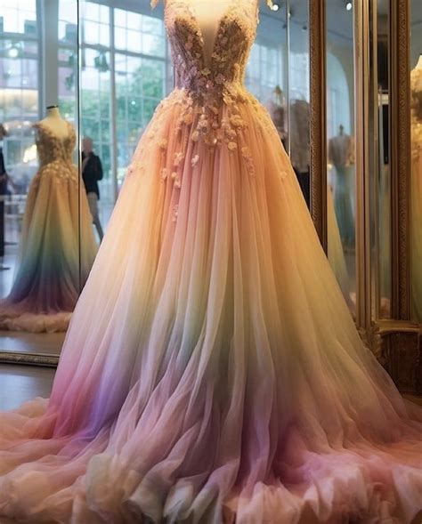 Pin By Storm On Formal Dresses Rainbow Prom Dress Rainbow Wedding