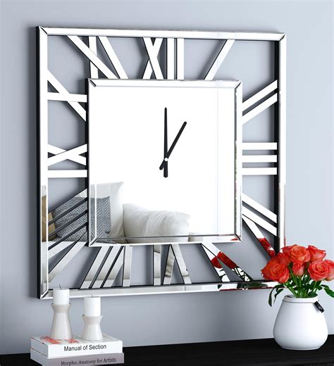 SHYFOY 32'' Wall Clocks for Living Room Decor - Glossy Mirror Finish ...