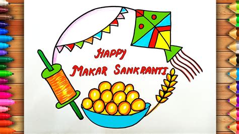 Easy Makar Sankranti Drawing Makar Sankranti Festival Drawing Easy