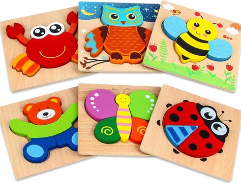Dreampark Wooden Jigsaw Puzzles 6 Pack Animal Puzzles For Toddlers