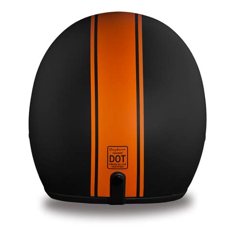 DOT Orange Stripe 3/4 Open Face Motorcycle Helmet