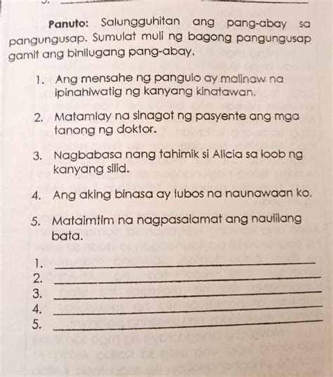 Mga Halimbawa Ng Pangungusap Gamit Ang Pang Abay