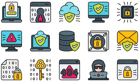 Set Of Vector Icons Related To Cyber Security Contains Such Icons As