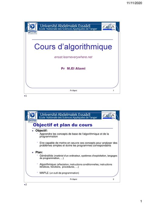 Cours Partie Chapitre Bases De L Algorithme Et De La