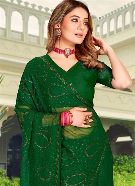 Green Art Silk Shimmer Sarees SASNFB7214