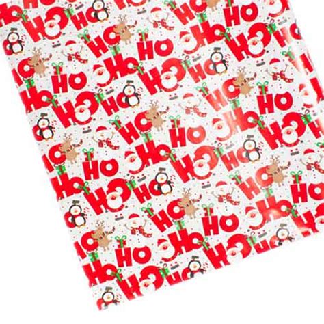 Ho Ho Ho Santa Claus Christmas White Gift Wrapping Paper Roll 4m