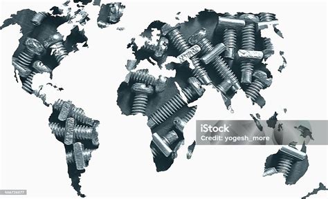 World Map Nut Bolts Concept Stock Photo Download Image Now Abstract