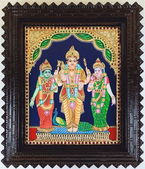 Murugan Valli Deivanai Tanjore Painting With Frame Made In Etsy India