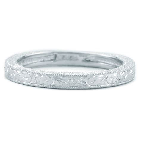 Platinum Hand Engraved Three Sided Band New York Jewelers Chicago