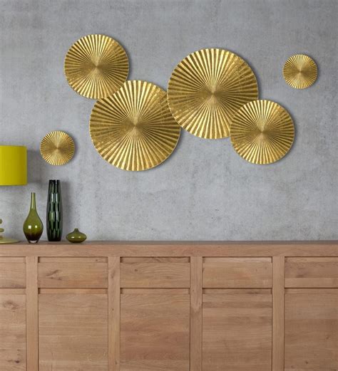 Buy Shiny Golden Set Of 6 Golden Metal Wall Art At 28 OFF By