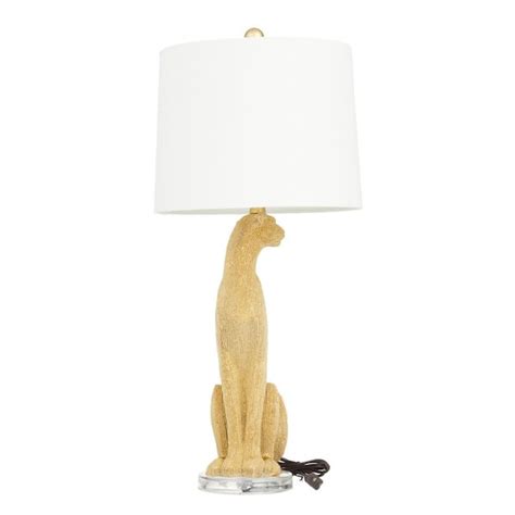 Litton Lane In Gold Polystone Leopard Task And Reading Table Lamp