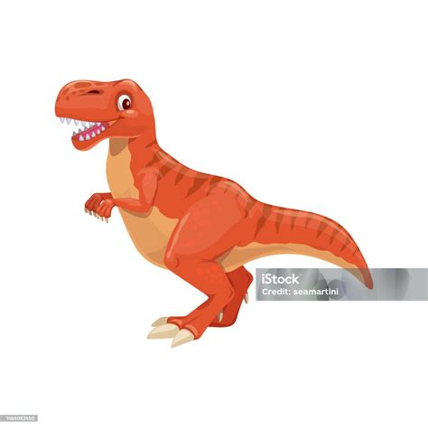 dinosaurus kartun tyrannosaur karakter dino lucu ilustrasi stok