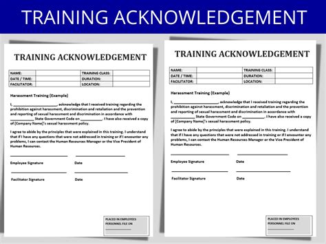 Training Acknowledgement Form Training Templates HR Human Resources Safety, Manager, Compliance ...