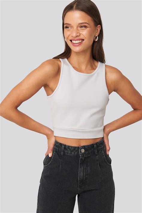 Cropped Tank Top Grey Na