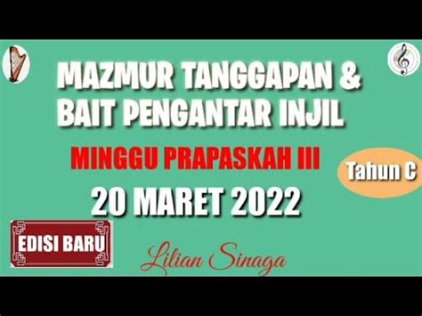 Mazmur Tanggapan Maret Minggu Prapaskah Iii Edisi Baru Tahun