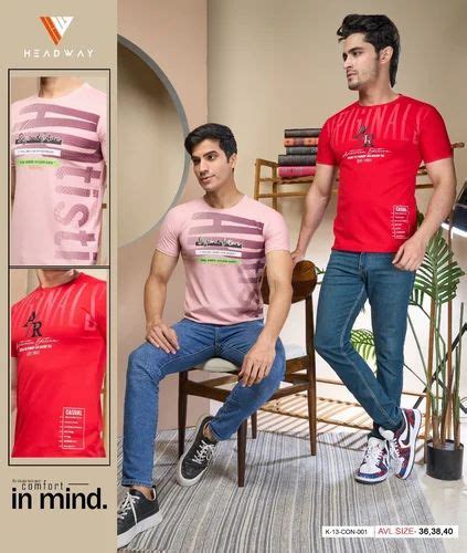 Tencil Headway Mens Printed T Shirt Rn Hs Round Collar At Rs 135 In Nagpur