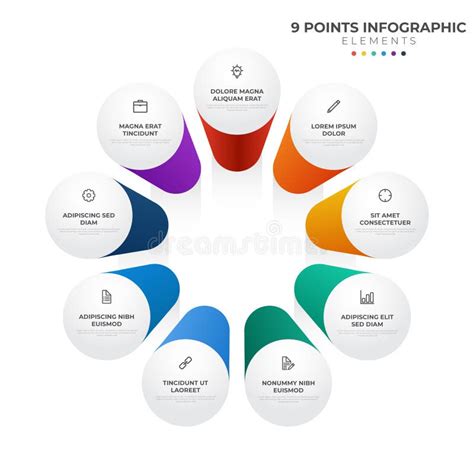 Circular Layout Diagram With Points Of Steps Sequence Colorful