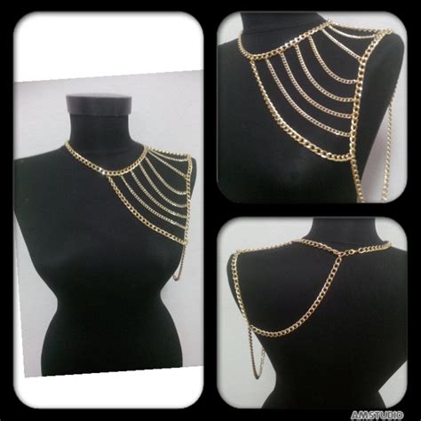 Gold Shoulder Chainshoulder Necklacebody Chainbody Jewelry Etsy