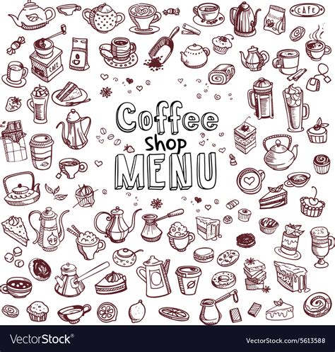 Hand Drawn Coffee Elements Set Royalty Free Vector Image