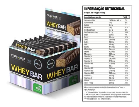 Whey Bar Low Carb 24 Un Probiótica Barra De Proteina Mercado Livre