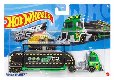 Set Masinute Hot Wheels Super Rigs Trash Basher Negru Mattel Hot Wheels Mattel