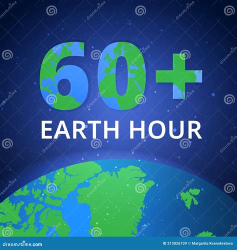 Earth Hour Illustration With Planet And Turn Off Button Turn Off The