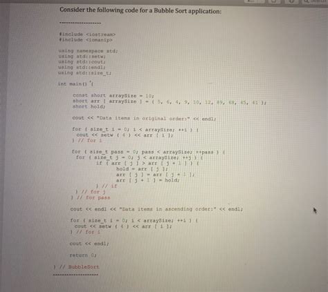 Solved Consider The Following Code For A Bubble Sort Chegg