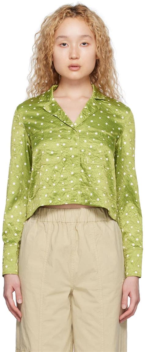 Chemise Froiss E Ganni En Coloris Vert Lyst