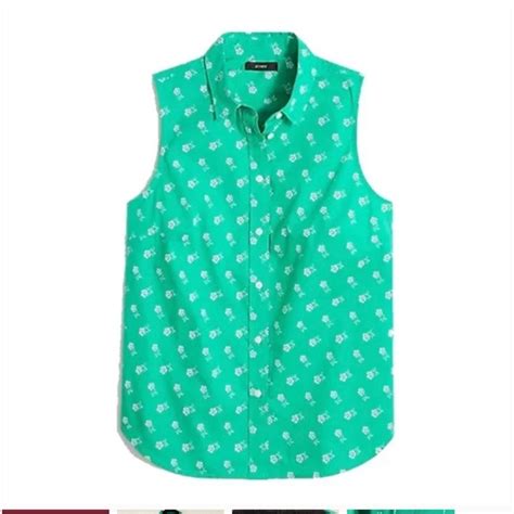 J Crew Factory Tops J Crew Factory Green Sleeveless Button Down