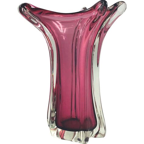 Large Mid Century Murano Glass Vase From Fratelli Toso 1950s