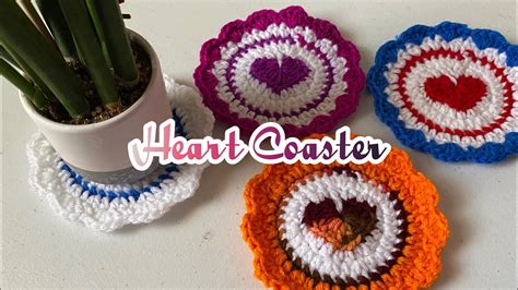 Crochet Heart Coaster Tutorial Youtube