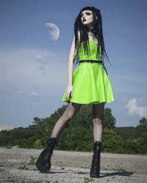 Pin By Dolomite On Obsidian Kerttu Punk Dress Neon Green Dresses