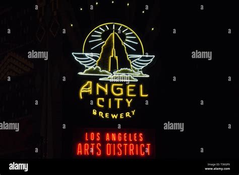 Los Angeles CA USA August 14 2018 Neon Sign For The Angel City